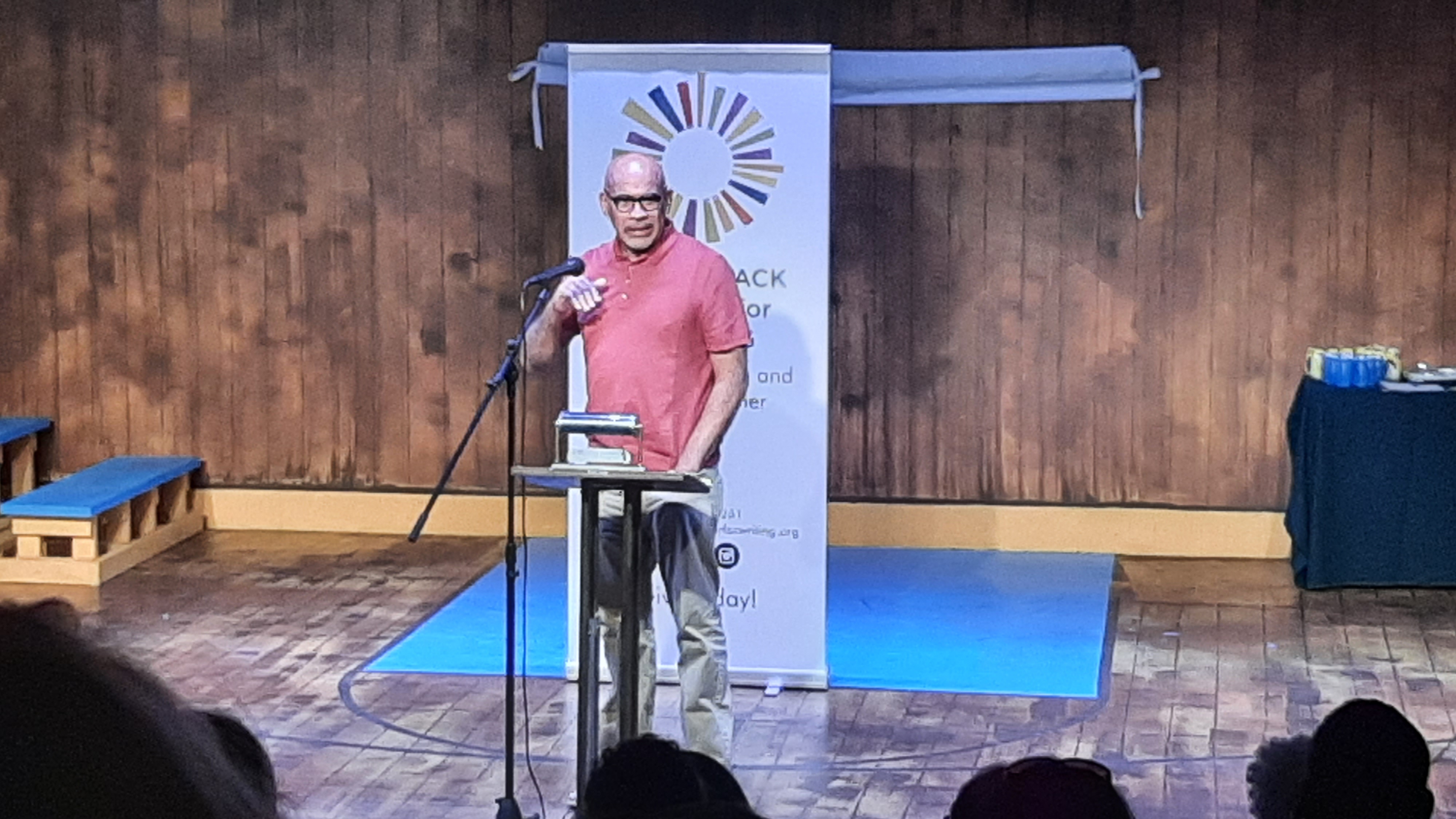 NYS poet Willie Perdomo speaks at a writer festival in Saranac Lake
