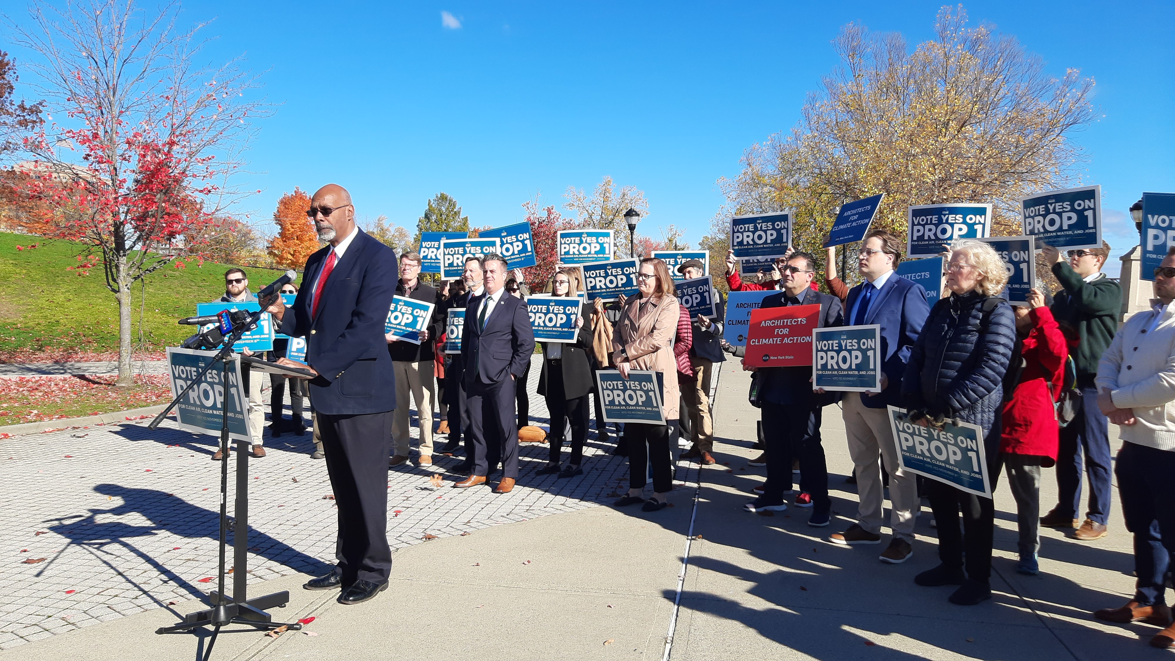 Aaron Mair speaks at a press conference in Albany urging voters to approve the Environmental Bond Act