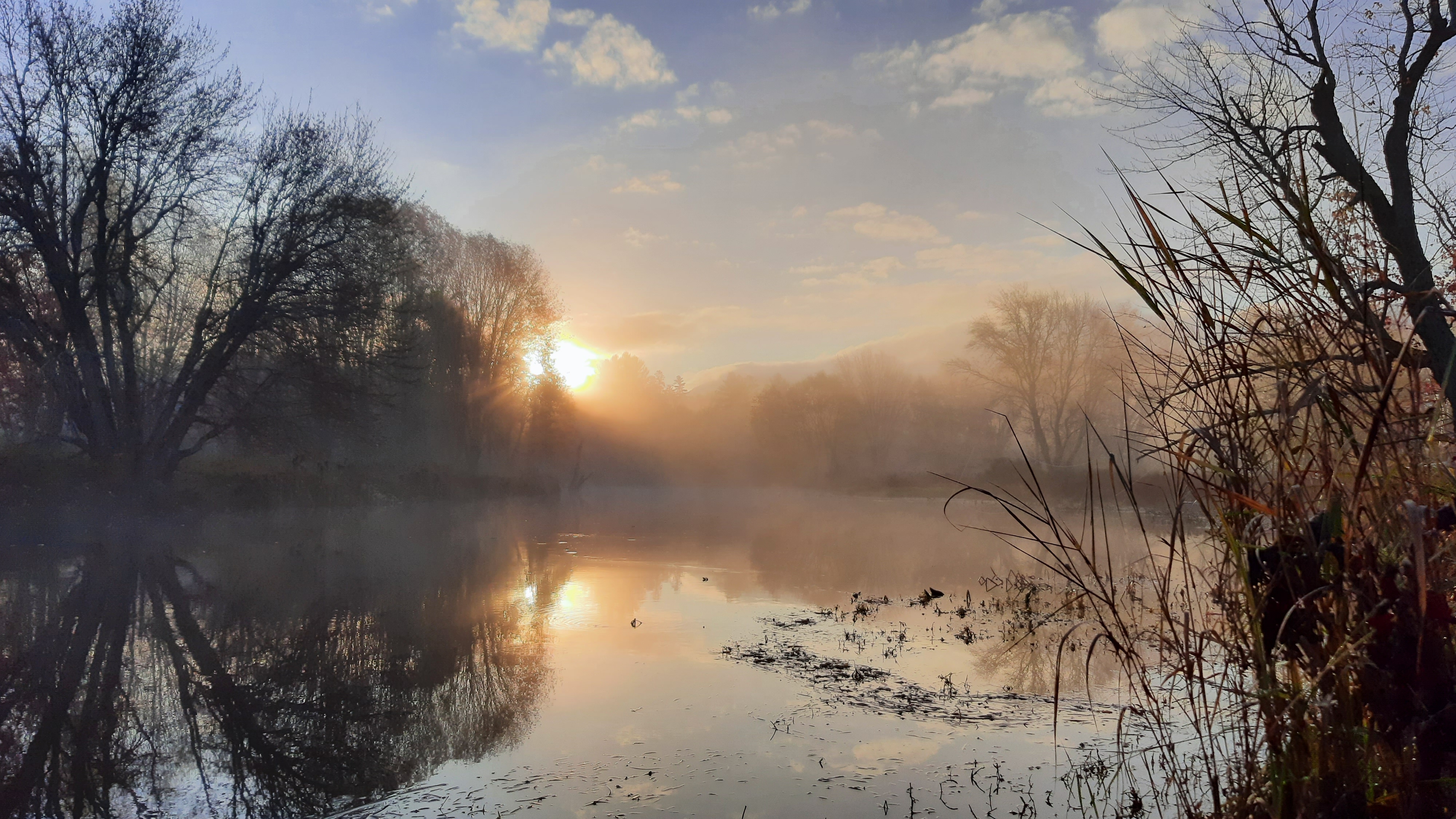 the saranac river in the morning light