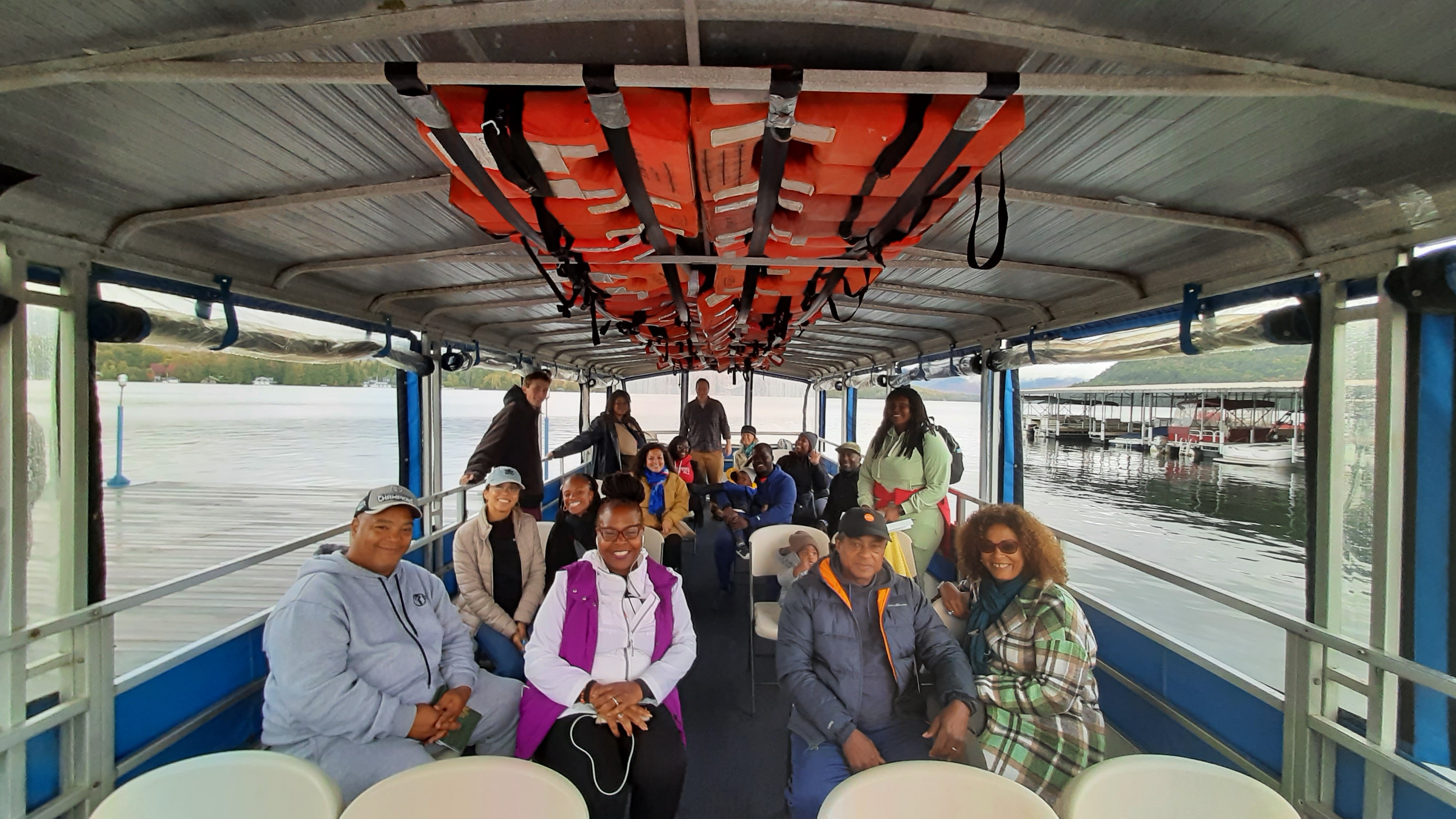 The BPHA Caucus on a boat tour of Lake Placid
