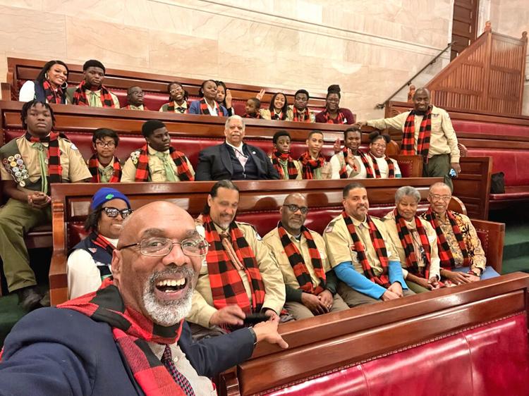 Scouts from Queens are seen on the Assembly floor in Albany