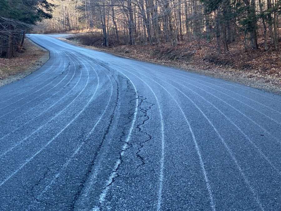 Road with salt streaks on it