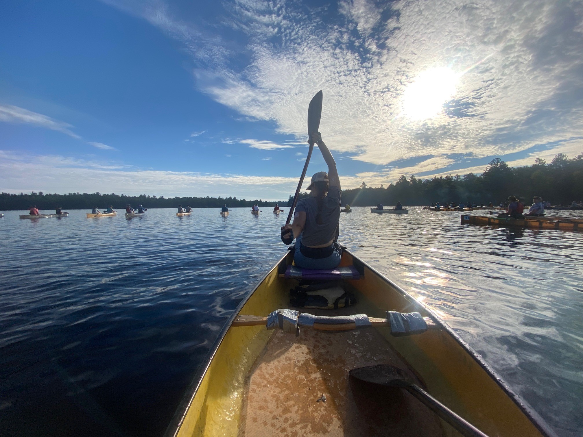 Alex Neumann in the front of the canoe during the Adirondack Canoe Classic