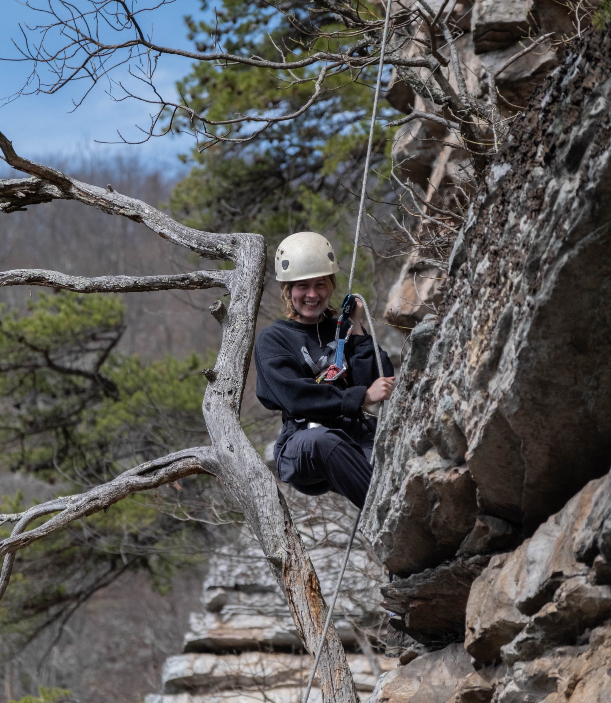 2.	Rappelling down a 80 ft cliffside in Shenandoah Valley, Virginia. 