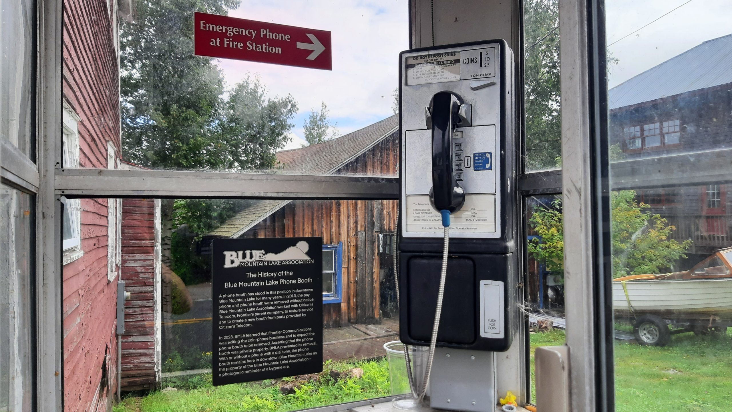 The restored phone booth in downtown Blue Mountain Lake